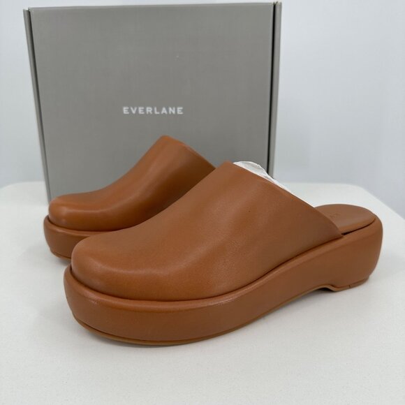 Everlane The Puffa Flatform in Brown Leather sz 8.5 Women's Chunky Platform Clog - Picture 1 of 10